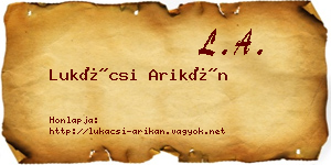 Lukácsi Arikán névjegykártya